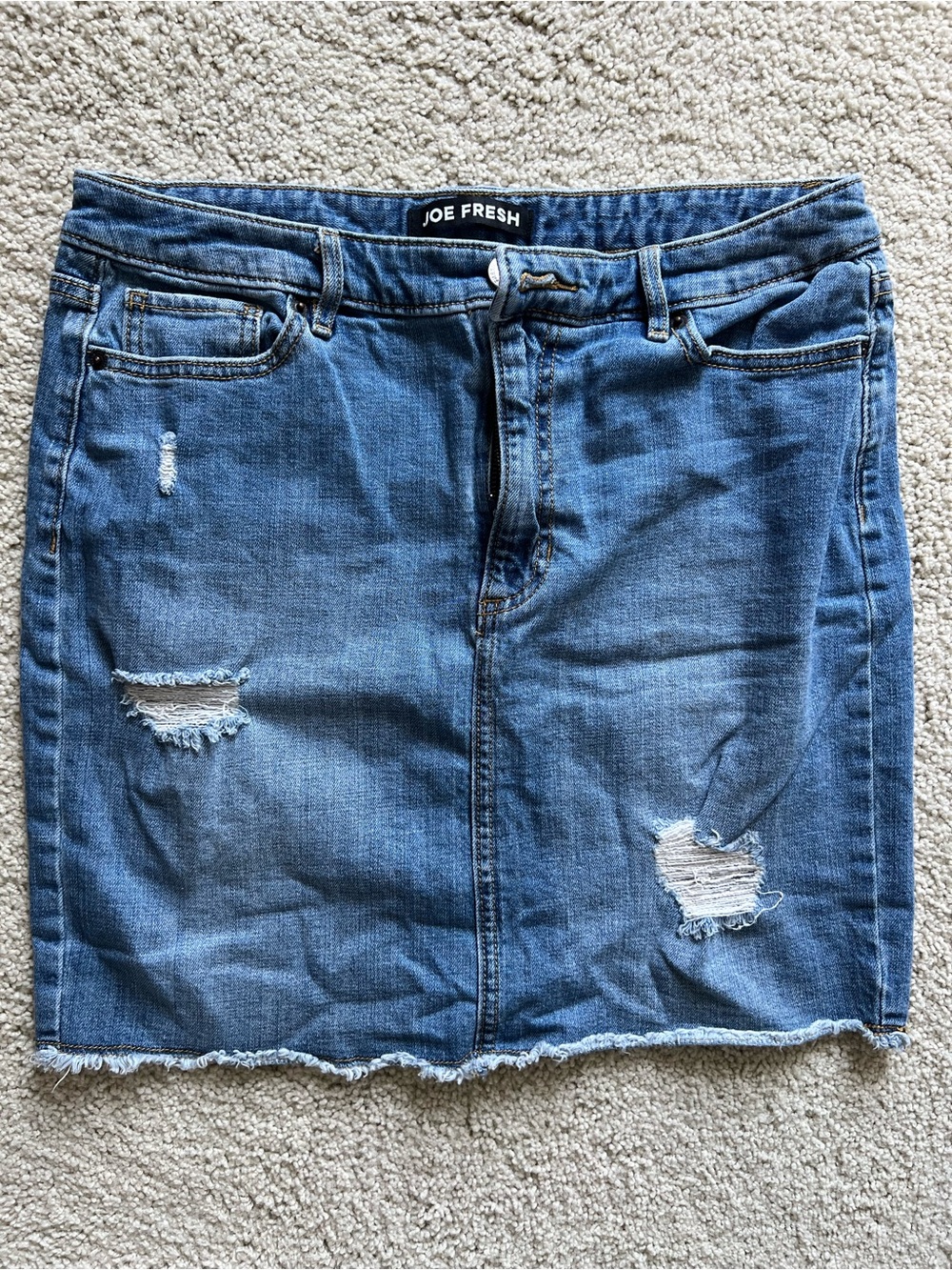 Joe Fresh Blue Distressed Denim Mini Skirt